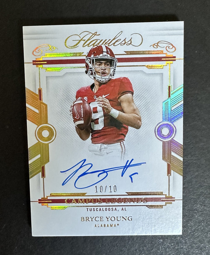 BRYCE YOUNG 2022 Flawless GOLD Campus Legends MINT ON CARD Rookie Auto 10/10 Rc