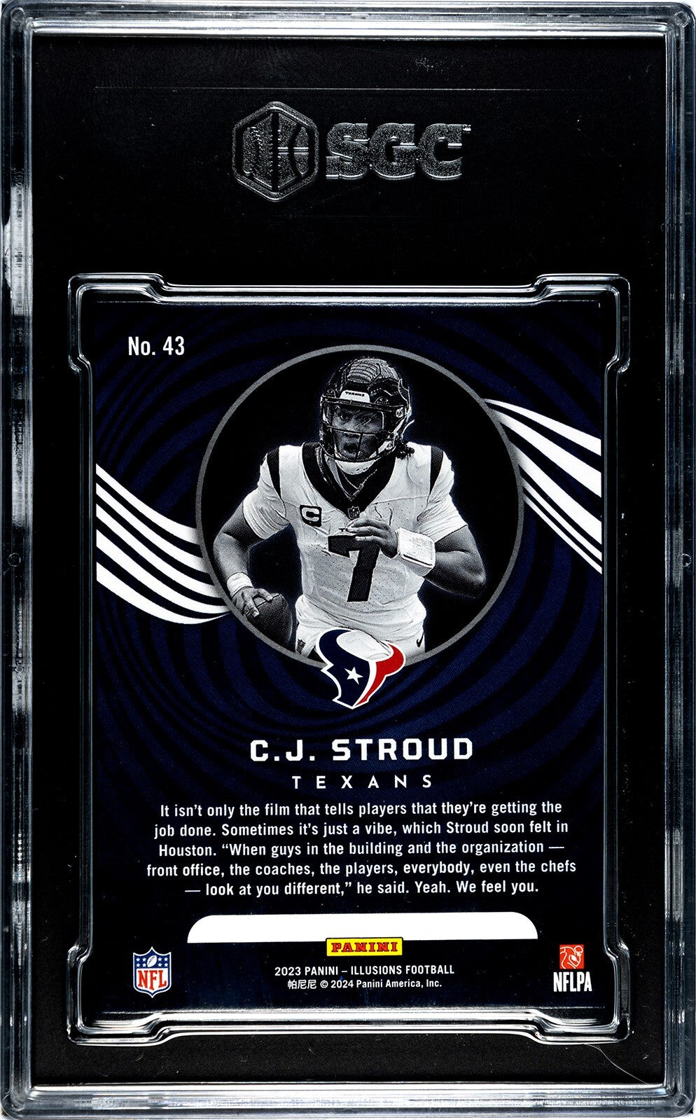 CJ/C.J. Stroud 2023 Panini Illusions Rookie  (RC) #43 Texans- SGC Graded 9.5 MT+