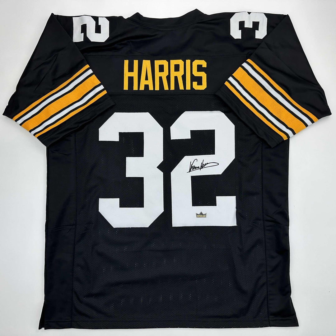 Facsimile Autographed Franco Harris Pittsburgh Black Reprint Jersey Size Mens XL