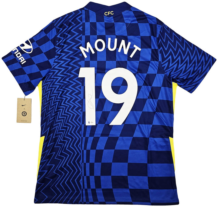Chelsea F.C. Mason Mount Signed Blue Nike Jersey Size L in Silver Beckett