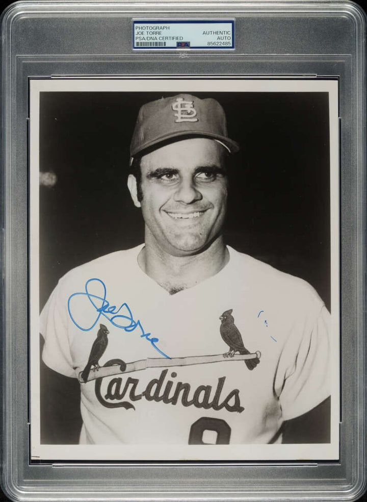 Joe Torre PSA DNA Slabbed Signed 8x10 Original Photo Autograph Cardinals