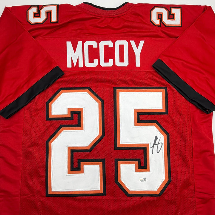 Autographed/Signed LeSean McCoy Tampa Bay Red Football Jersey JSA COA