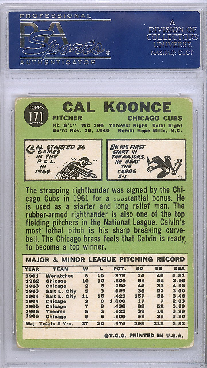 Cal Koonce Autographed Signed 1967 Topps Card #171 Chicago Cubs PSA/DNA