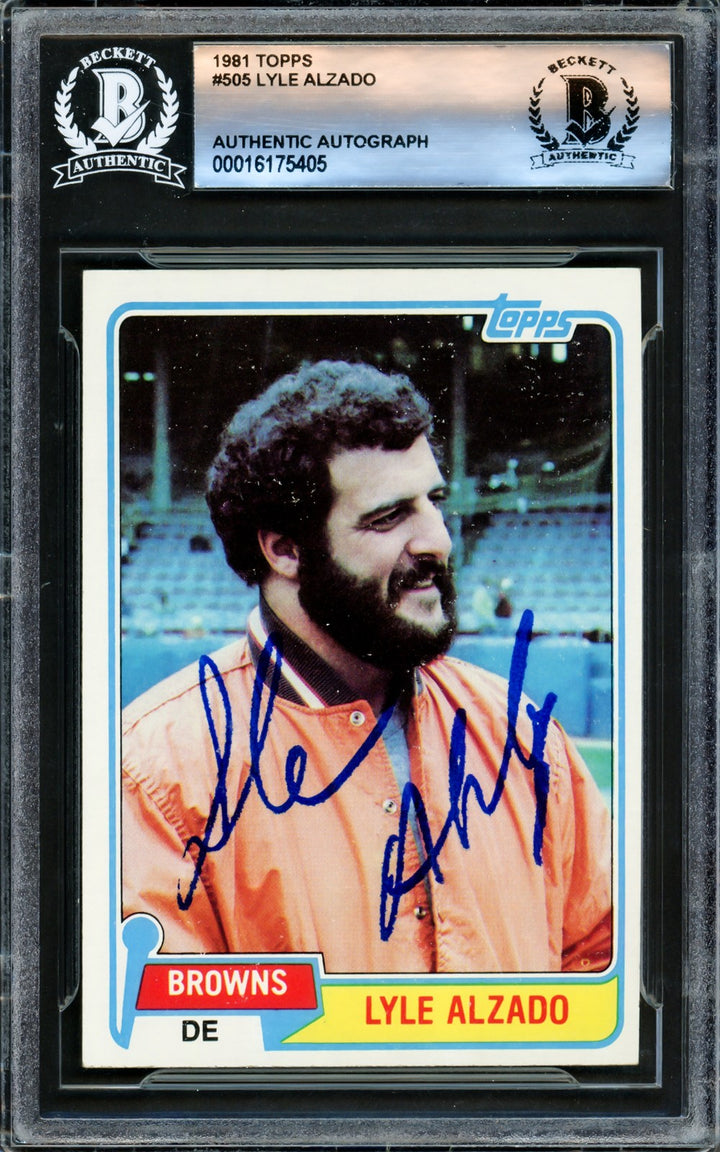 Lyle Alzado Signed 1981 Topps Card #505 Cleveland Browns Beckett BAS #16175405
