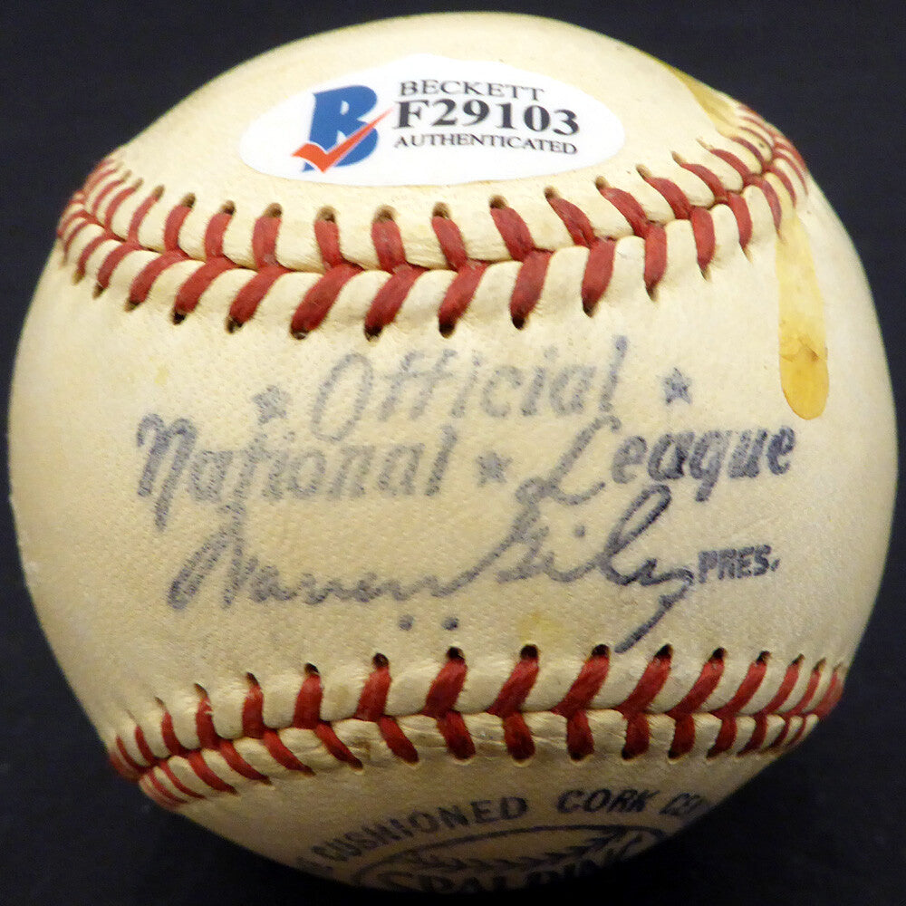 Luke Hamlin Auto Official Warren Giles NL Baseball Dodgers, Tigers Beckett