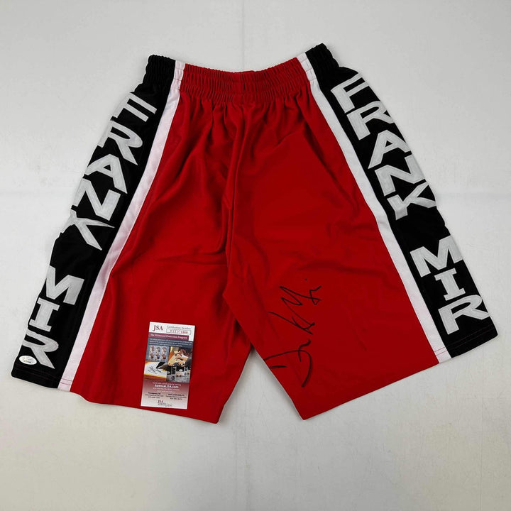 Autographed/Signed Frank Mir Red UFC MMA Trunks/Shorts JSA COA Auto
