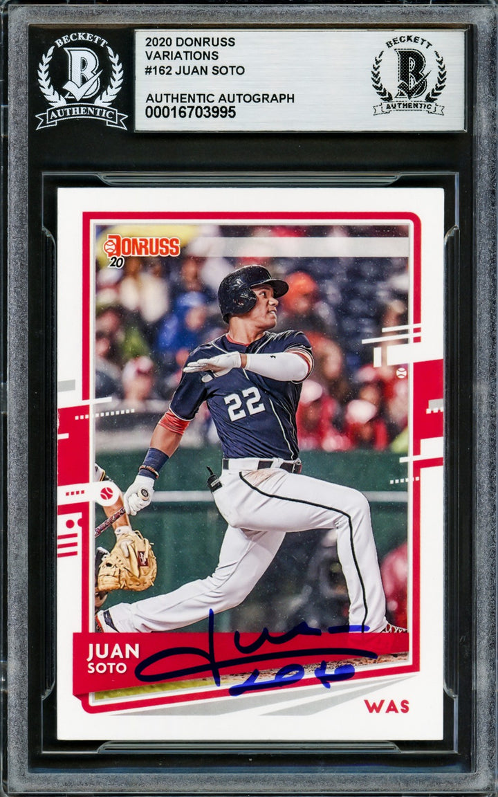 Juan Soto Signed 2020 Donruss Variations Card 162 Mets Beckett #16703995
