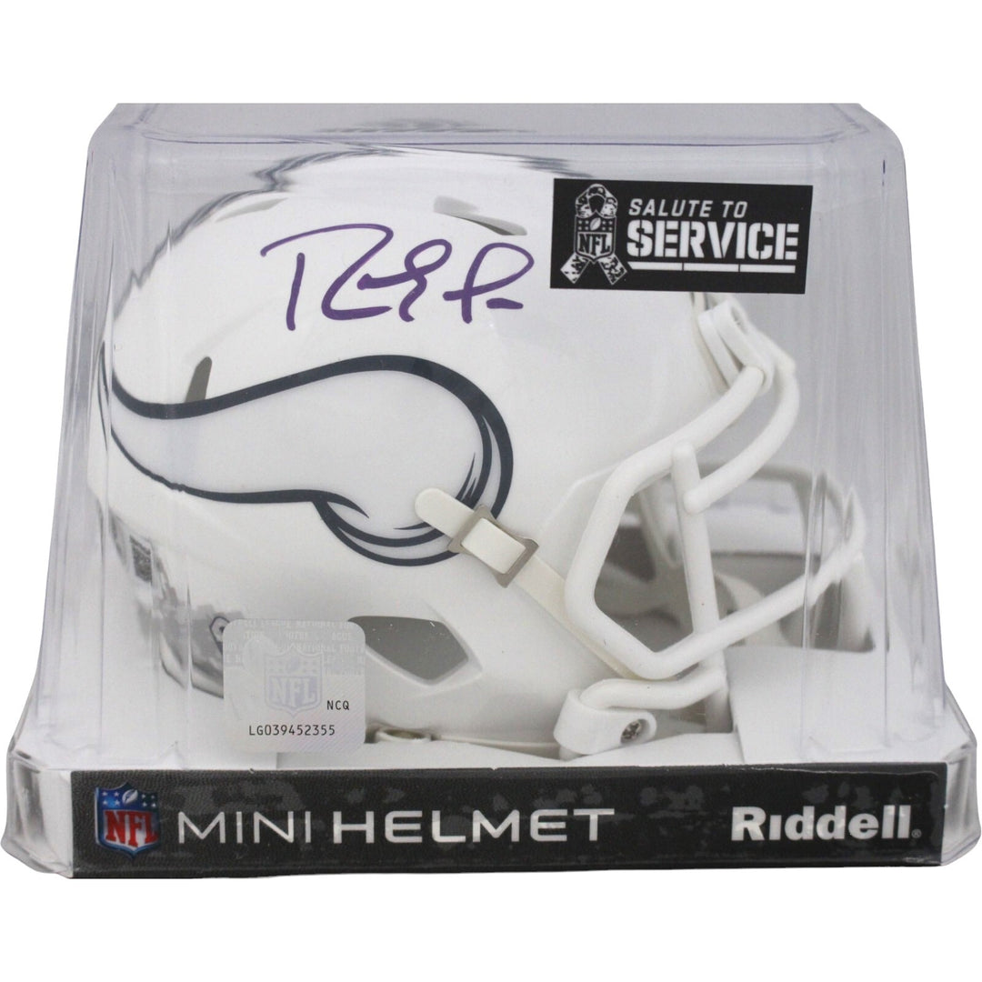 Randy Moss Autographed Minnesota Vikings 24 STS Mini Helmet Beckett 48892