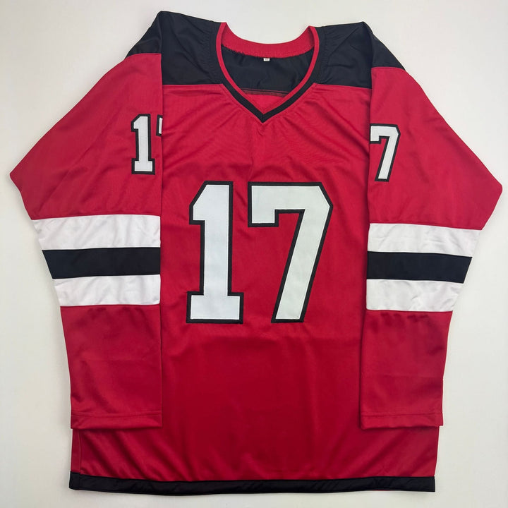 Autographed/Signed Simon Nemec New Jersey NJ Red Hockey Jersey JSA COA
