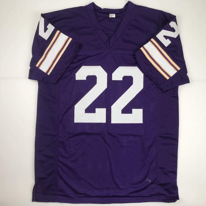Autographed/Signed PAUL KRAUSE HOF 98 Minnesota Purple Football Jersey JSA COA
