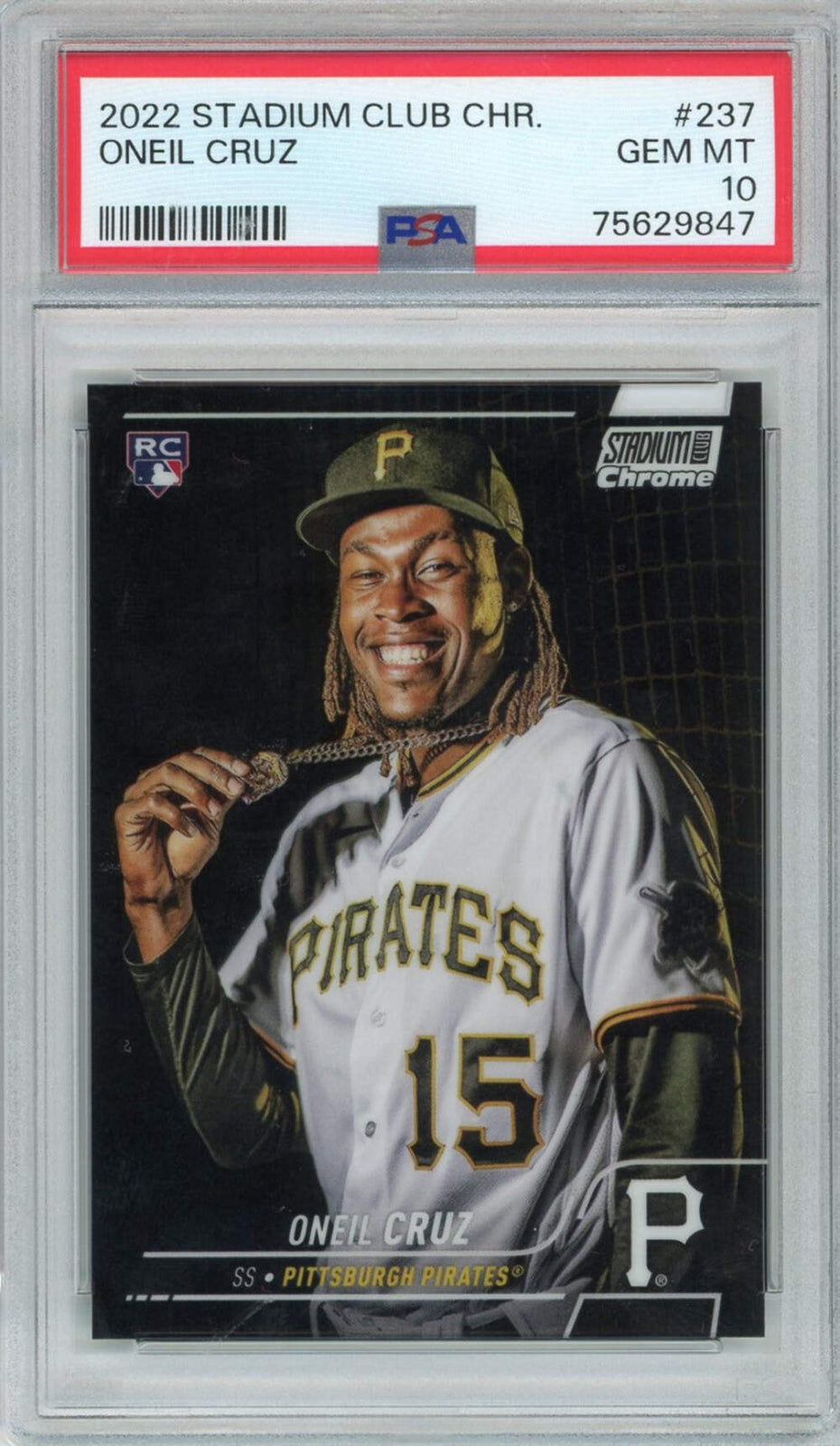 Graded 2022 Stadium Club Chrome Oneil Cruz #237 Rookie RC Baseball Card PSA 10