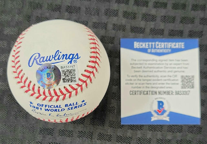 Kenny Landreaux signed 1981 World Series Baseball LA Dodgers ~ Beckett BAS COA
