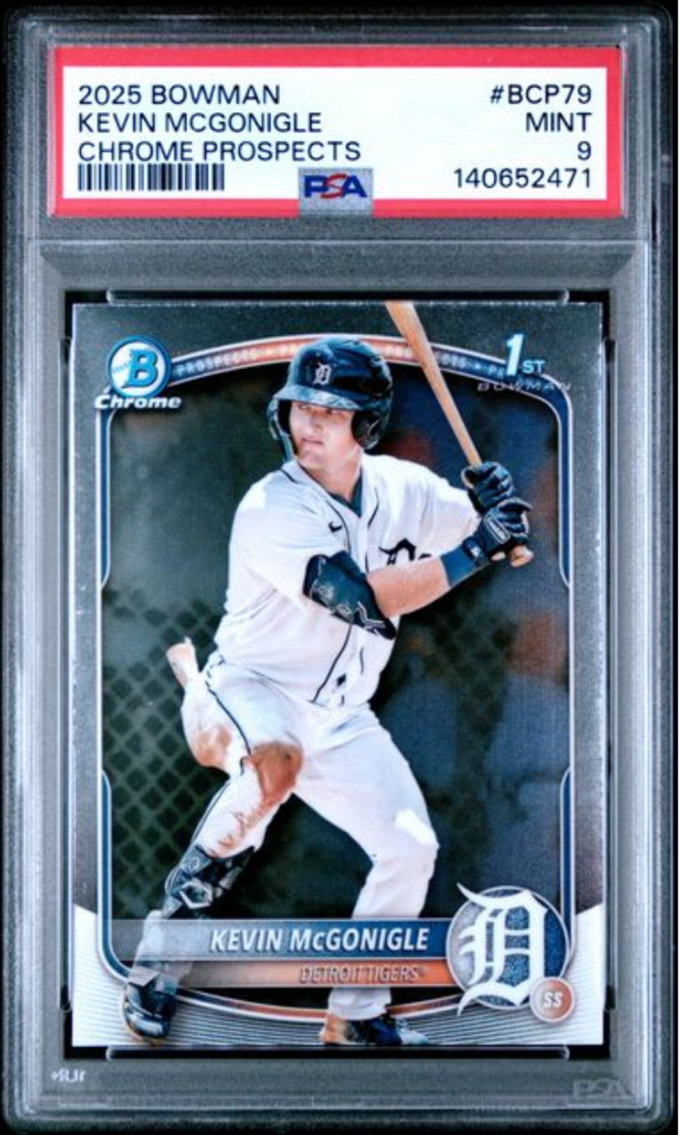 Graded 2025 Bowman Kevin McGonigle #BCP79 Chrome Rookie Baseball Card PSA 9