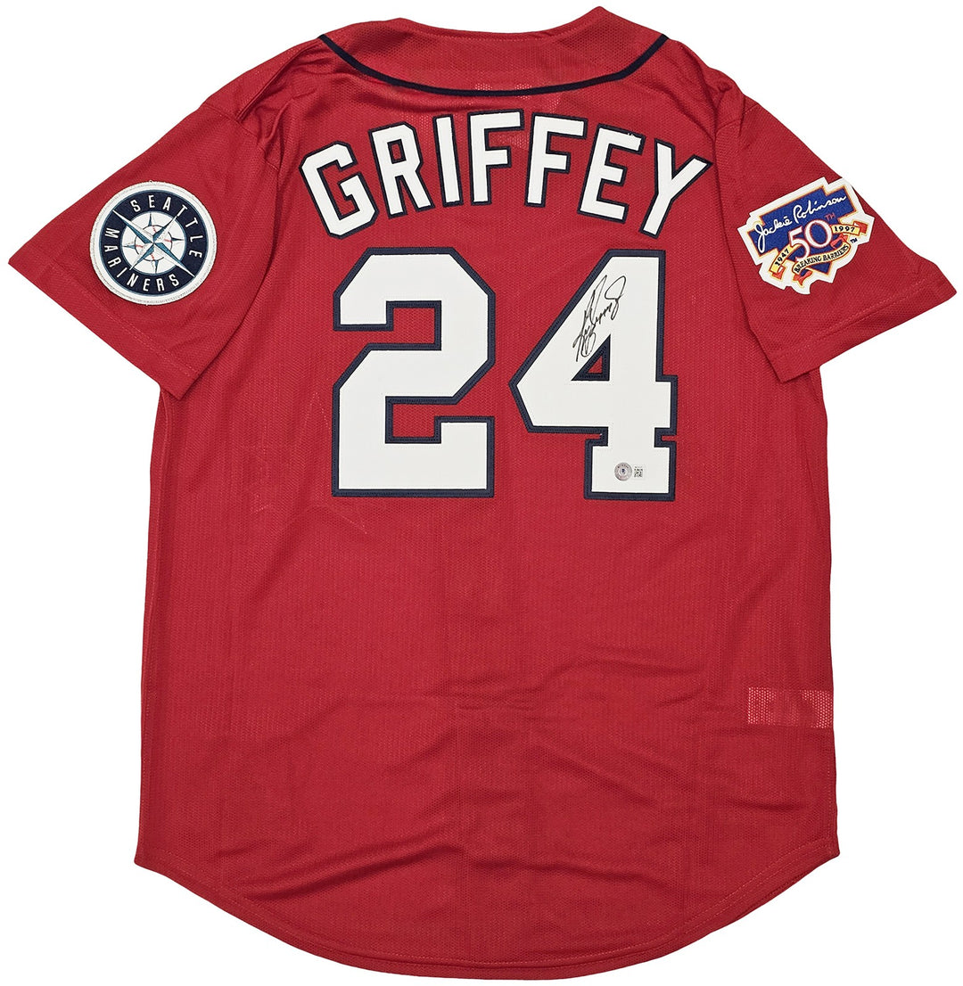 Mariners Ken Griffey Jr. Auto Red Mitchell Ness 97 AS Jersey Jackie Robinson BAS