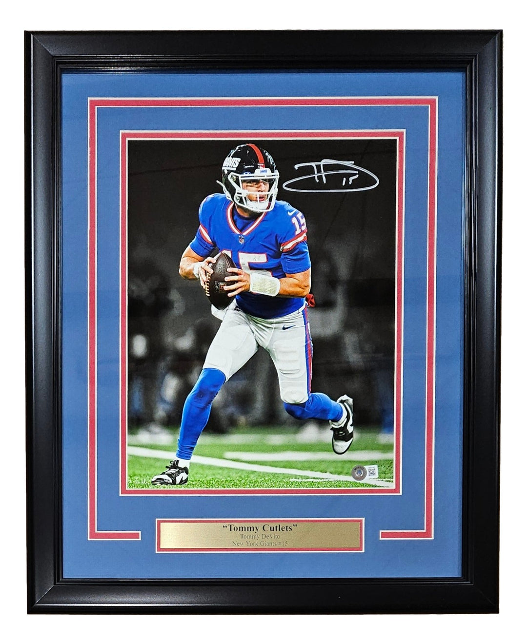 Tommy Devito Signed Framed 11x14 New York Giants Alternate Jersey Photo BAS ITP