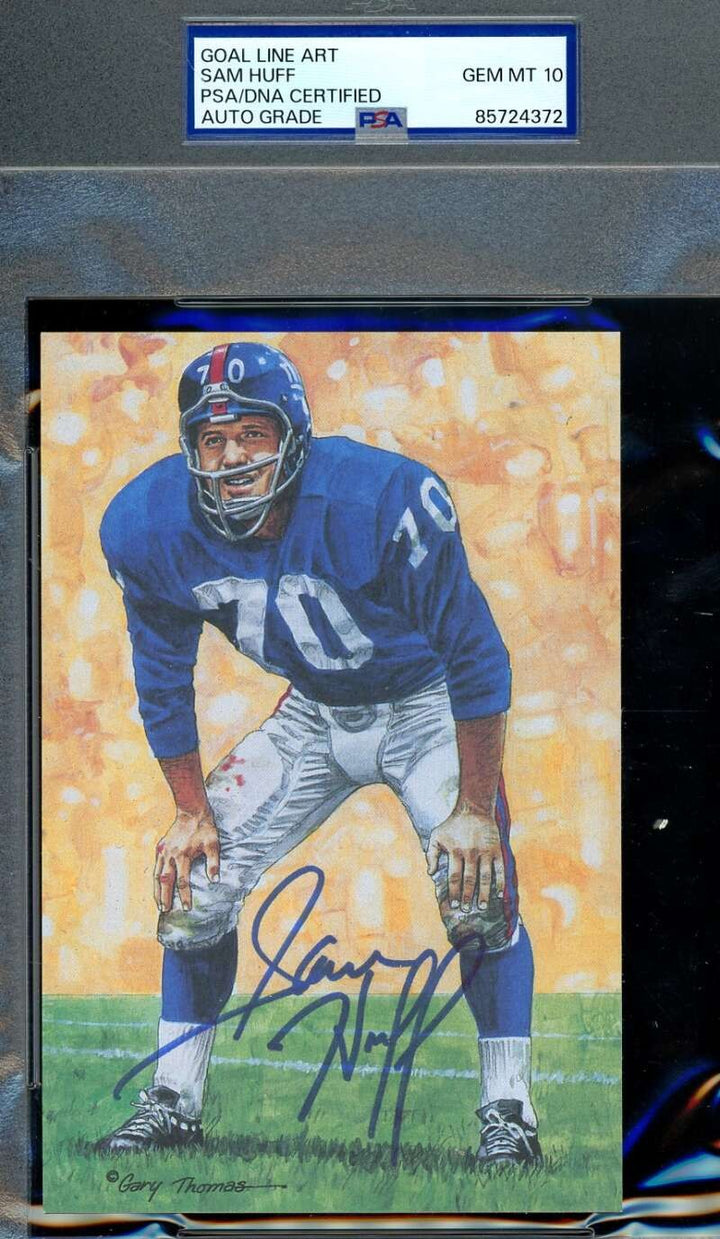 Sam Huff Gem Mint 10 PSA DNA Signed Goal Line Art Card GLAC Autograph