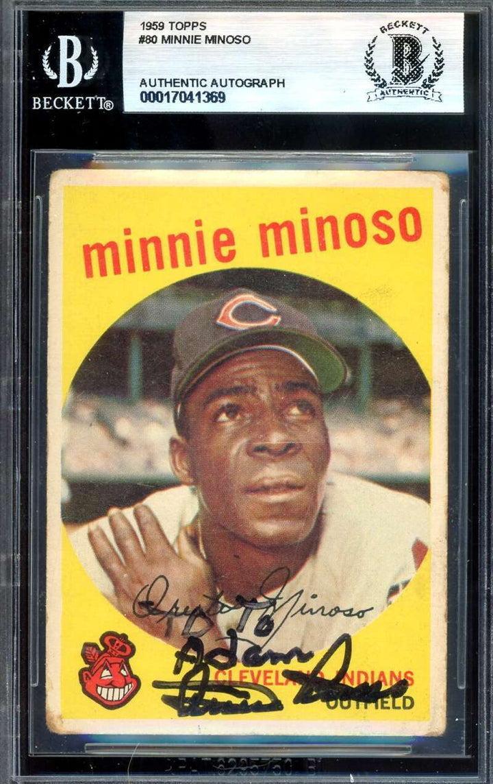Minnie Minoso Beckett BAS Signed 1959 Topps Autograph