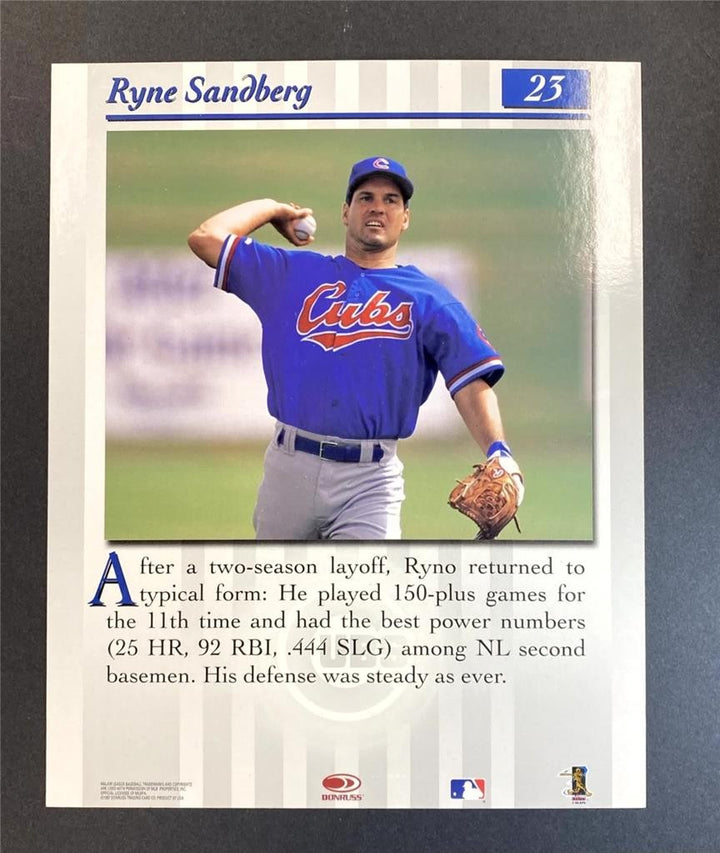 Ryne Sandberg signed 97 Donruss Studio Portrait 8x10 Photo autograph BAS Beckett