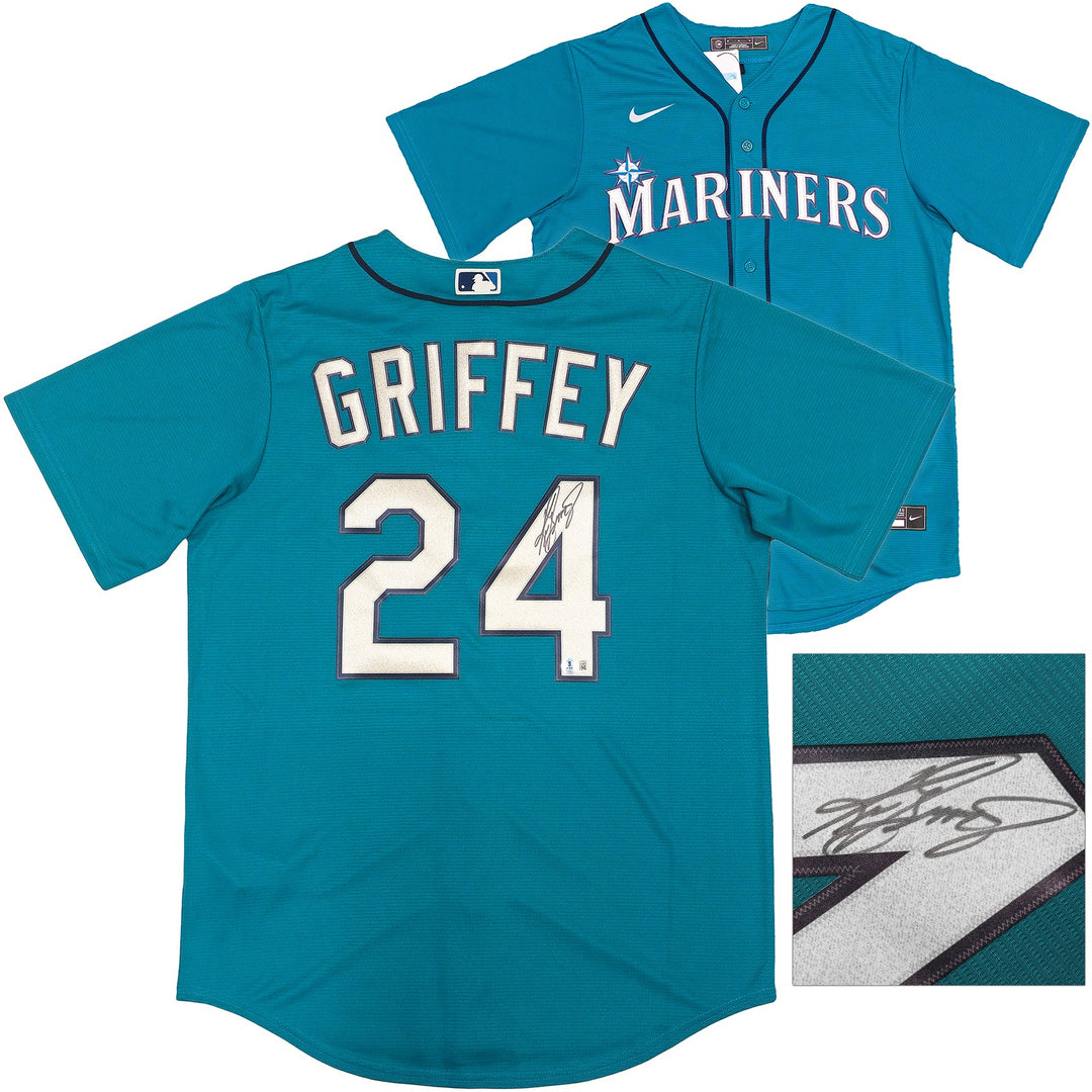 Seattle Mariners Ken Griffey Jr. Signed Teal Nike Jersey Size M Beckett Wit