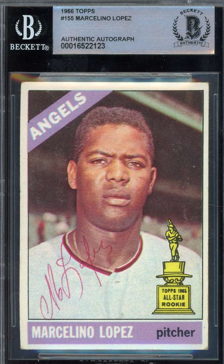 Marcelino Lopez Beckett BAS Signed 1966 Topps Autograph