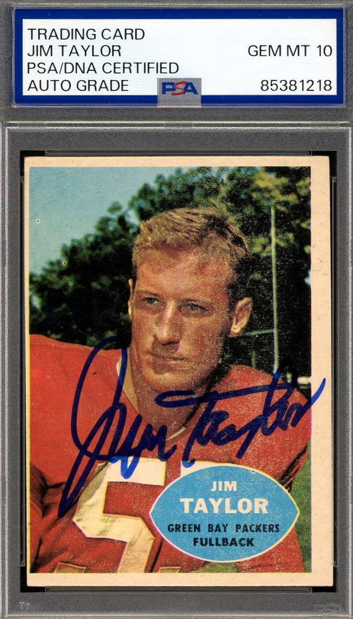 Jim Taylor Gem Mint 10 PSA DNA Signed 1960 Topps Autograph