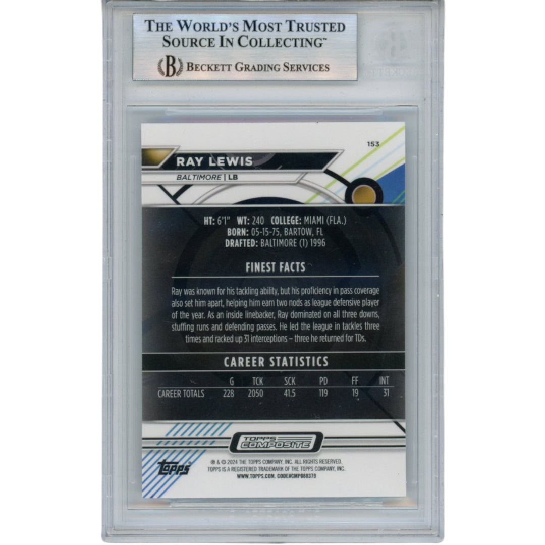 Ray Lewis Autographed 2023 Topps Composite #153 Trading Card Beckett 53067
