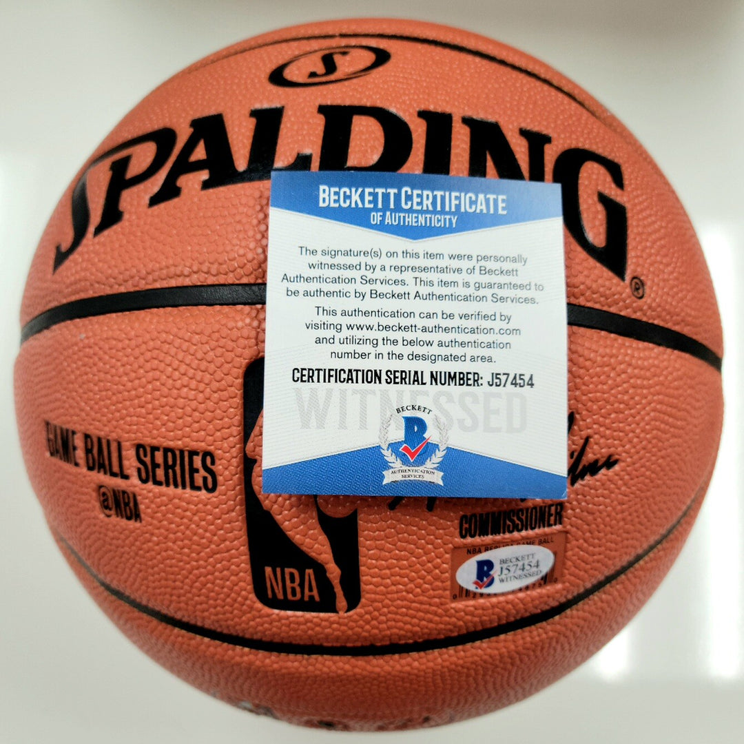 Showtime Lakers team signed NBA Basketball Beckett BAS COA Jabbar Magic Worthy +