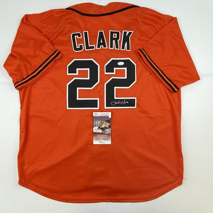 Autographed/Signed JACK CLARK San Francisco Orange Jersey JSA COA Auto