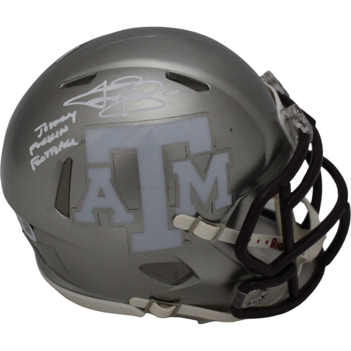 Johnny Manziel Autographed Texas A&M Aggies Flash Insc. Mini Heisman BAS 46470