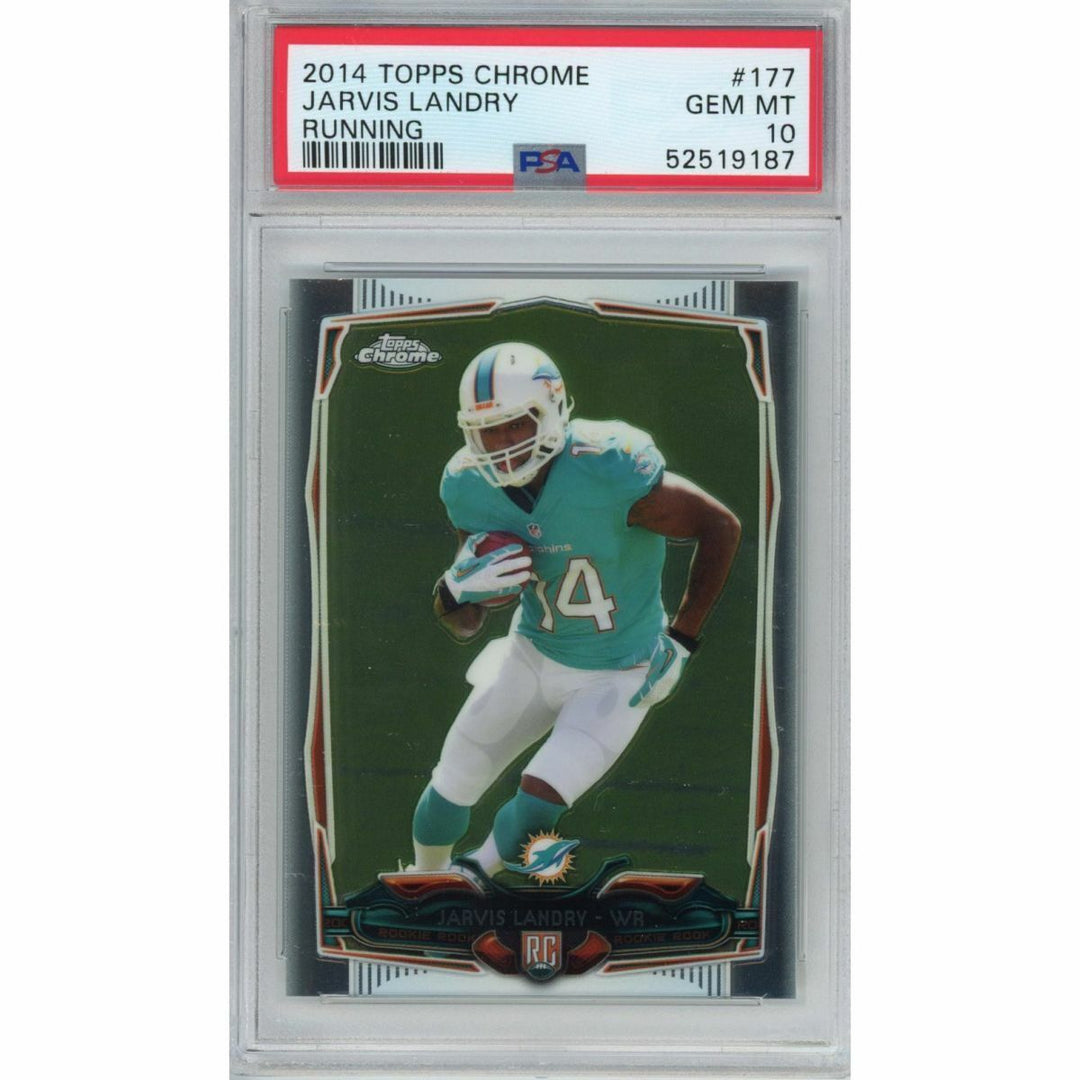 Graded 2014 Topps Chrome JARVIS LANDRY #177 Running Rookie RC Card PSA 10 Mint