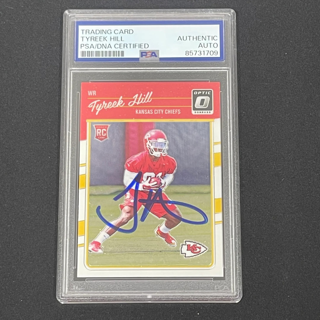 2016 Panini Donruss Optic#117 Tyreek Hill Signed Card Auto PSA Slabbed Chiefs