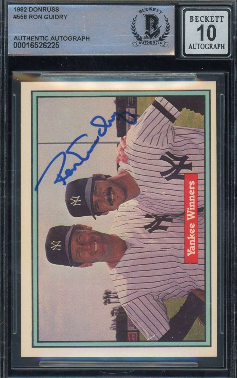 Ron Guidry Gem Mint 10 Beckett BAS Signed 1982 Donruss Autograph