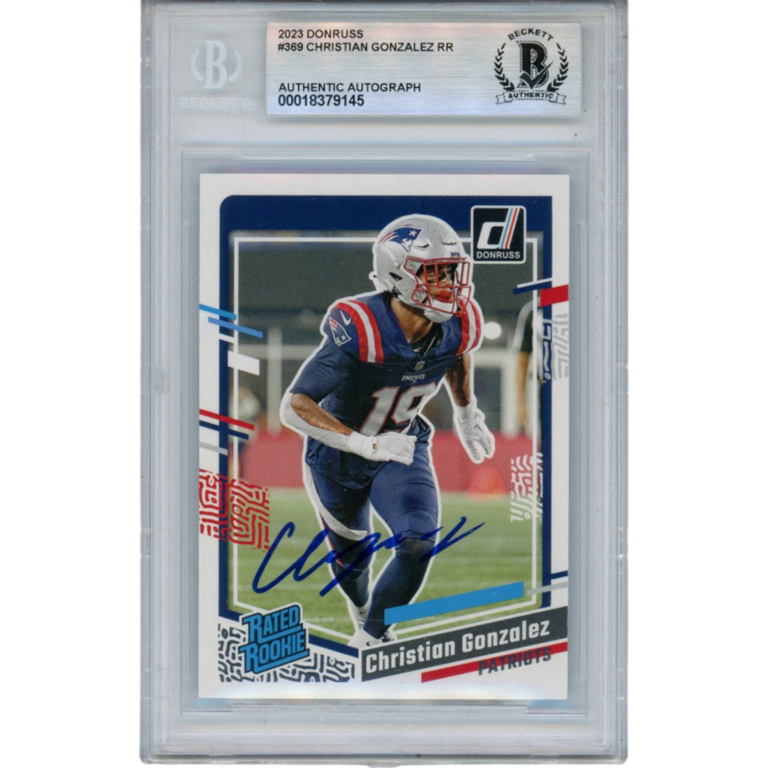 Christian Gonzalez Autographed 2023 Donruss #369 Trading Card Beckett 53173