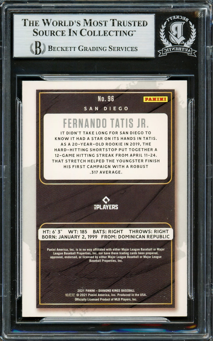 Fernando Tatis Jr. Signed 2021 Diamond Kings Card 96 San Diego Padres Beckett