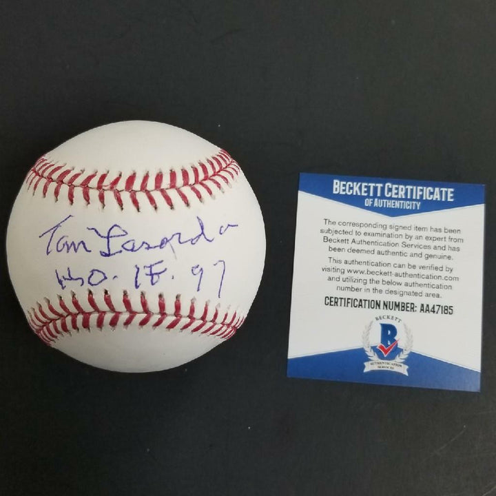 Tommy Lasorda signed "HOF 97" Rawlings OML Baseball Dodgers Auto (B) ~ BAS COA