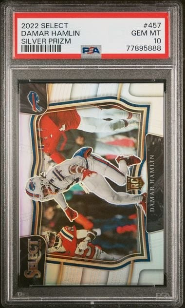 Graded 2022 Panini Select Damar Hamlin #457 Silver Prizm RC Card PSA 10