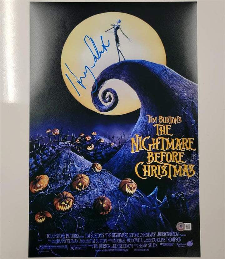 Henry Selick signed Nightmare Before Christmas 12x18 photo poster (B) ~ BAS holo