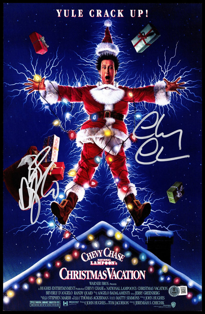 Chevy Chase & Beverly DAngelo Auto 11x17 Poster Christmas Vacation Beckett Wit