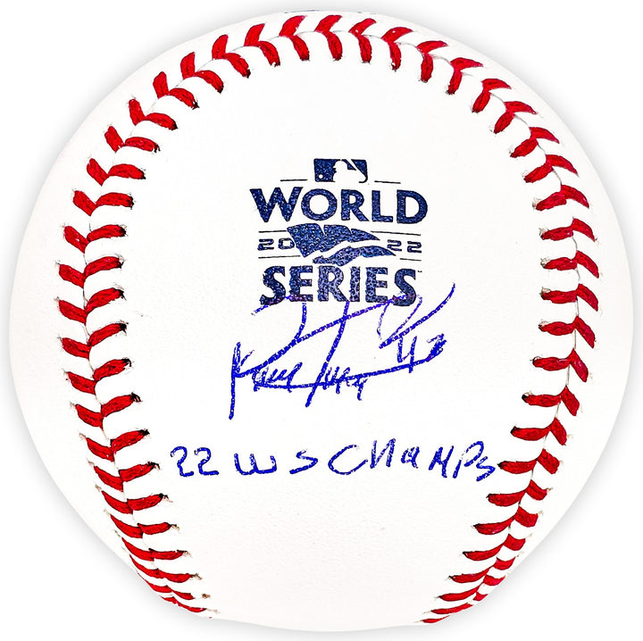 Rafael Montero Signed 2022 WS Logo MLB Baseball Astros Beckett Wit