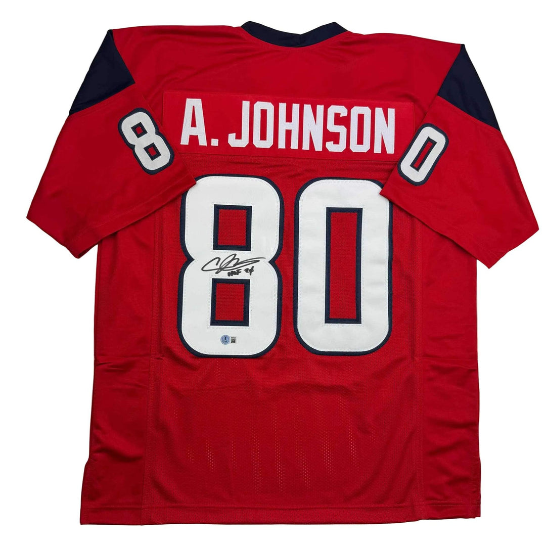 Autographed/Signed ANDRE JOHNSON Houston Red Football Jersey JSA COA Auto