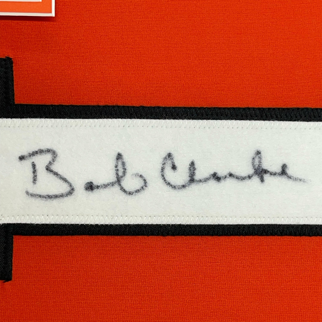 FRAMED Autographed/Signed BOBBY BOB CLARKE 33x42 Philly Orange Jersey JSA COA