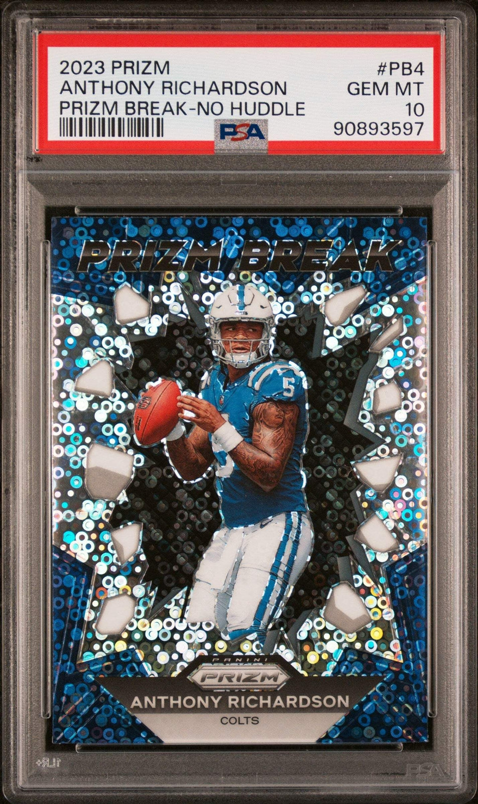 Graded 2023 Panini Prizm Anthony Richardson #PB4 No Huddle Football Card PSA 10