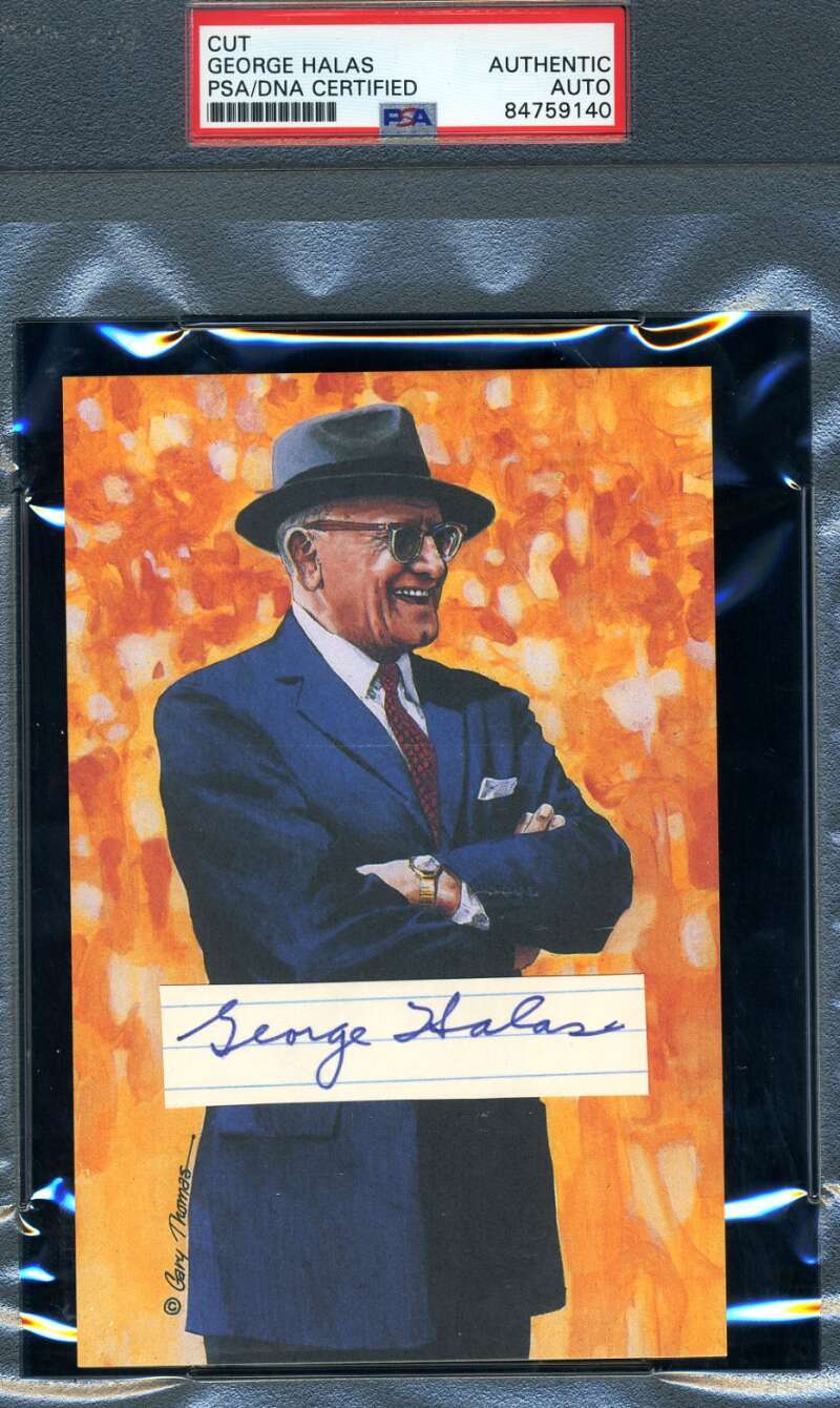 George Halas PSA DNA Signed Goal Line Art Card GLAC Cut Autograph
