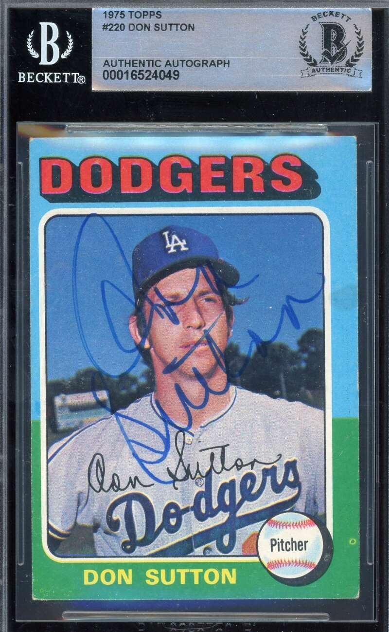 Don Sutton Beckett BAS Signed 1975 Topps Autograph