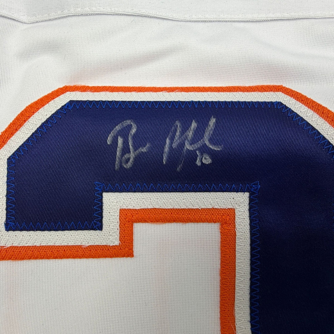 Autographed/Signed Bill Ranford Edmonton White Hockey Jersey Beckett COA