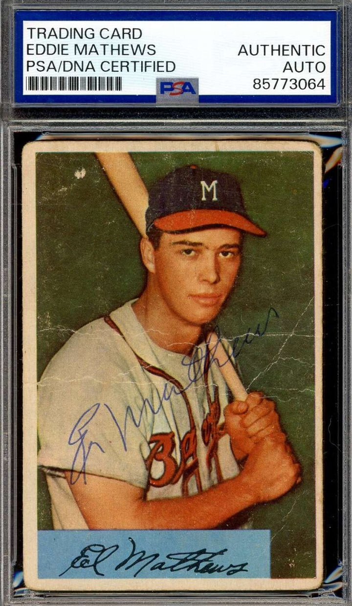 Eddie Mathews PSA DNA Vintage Signed 1954 Bowman Autograph