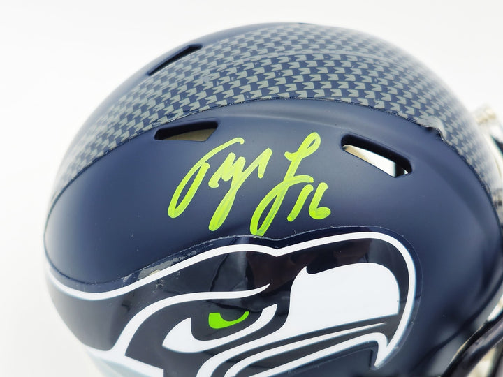 Tyler Lockett Auto Signed Seattle Seahawks Blue Speed Mini Helmet MCS Holo