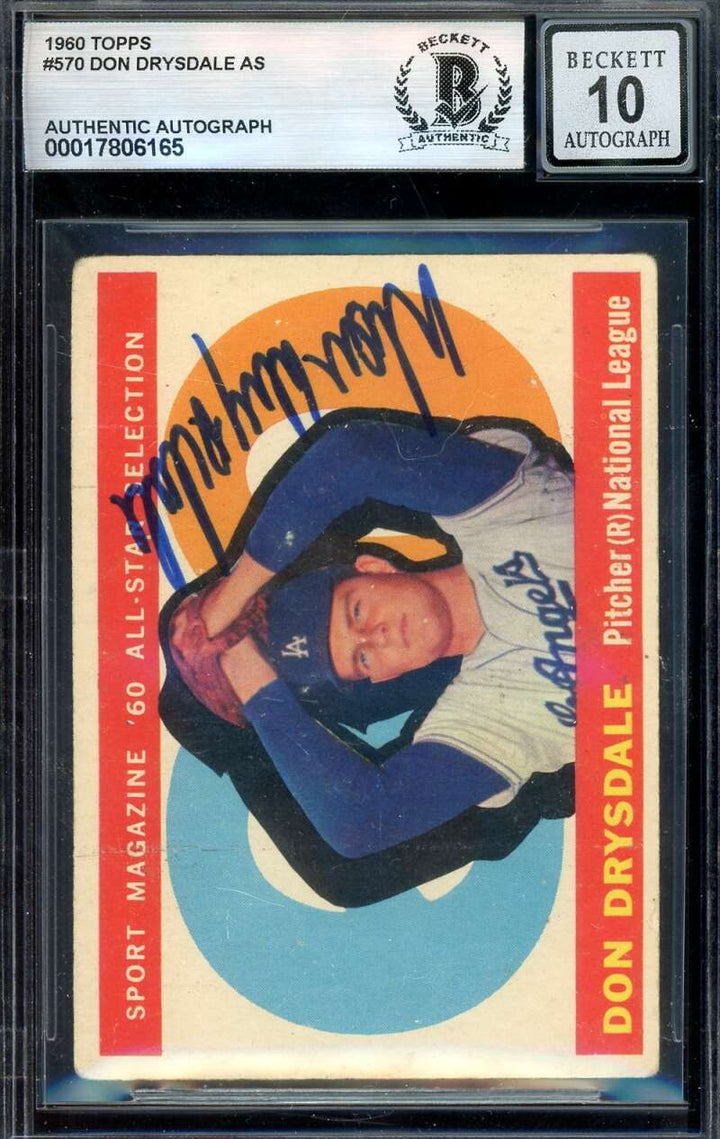 Don Drysdale Gem Mint 10 Beckett BAS Signed 1960 Topps All Star Hi Number Autogr
