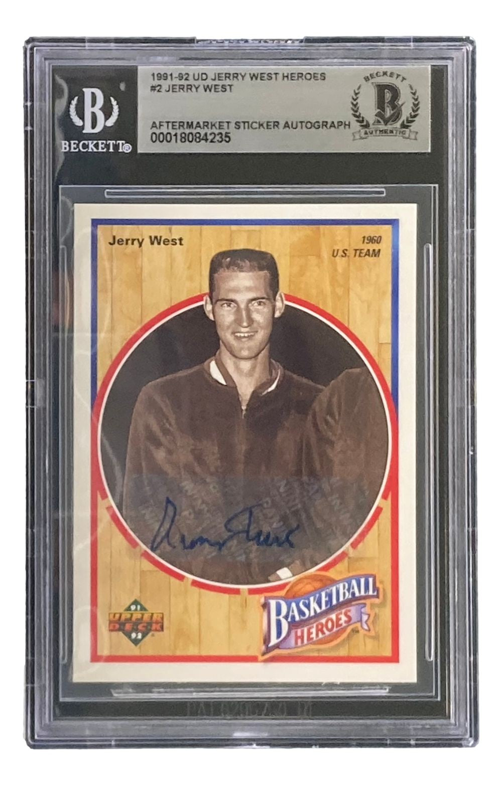 Jerry West Signed 1991-92 UD Jerry West Heroes #2 Lakers Trading Card BAS