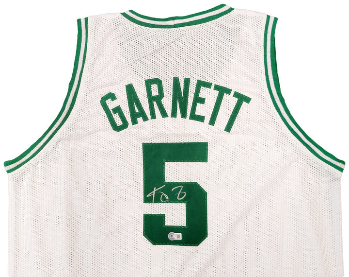 Boston Celtics Kevin Garnett Signed White Jersey Beckett BAS QR